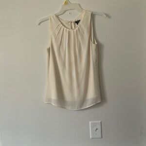 Ann Taylor Cream Pleated Blouse